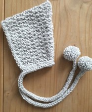Hand Knitted Baby Bonnet Pixie Boy Girl Unisex 0-3 Mths Grey