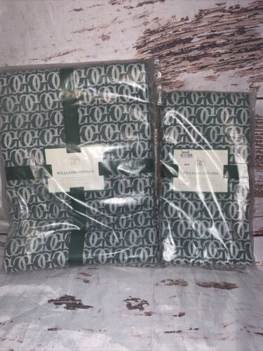 Williams SonomaGrande Cuisine monogram 70 x 90 Tablecloth Nwt Green W/Napkins