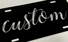 3D Engraved Custom Personalized Script Name Diamond Etched License Plate Car Tag