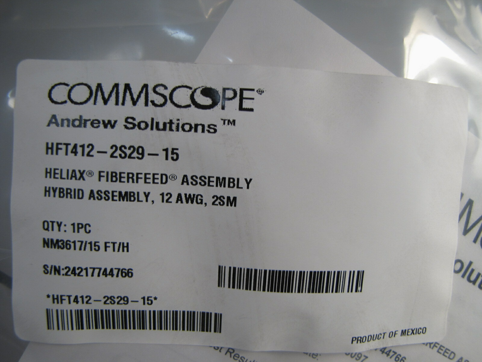 Commscope HFT412-2S29-15 Heliax Fiberfeed 15' Hybrid Cable Assembly ...