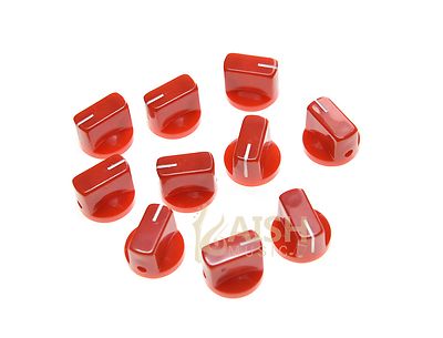 10 x Gitarrenverstärker Effekt-Pedal-Regler Davies 1510 Stil Zeigerknopf Set Schraube rot