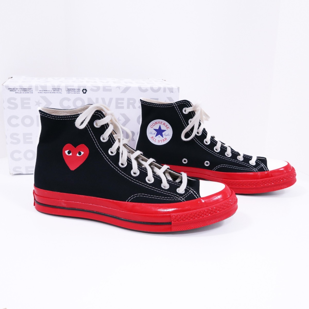 CDG Comme des Garcons x Converse Sneakers Hi NEW Wms Mens Black Red  Midsole - Main Image