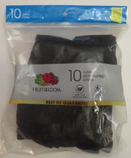 Fruit of the Loom Crew Socks Size 8-12 Black 10 Pair Value Pack Womens New