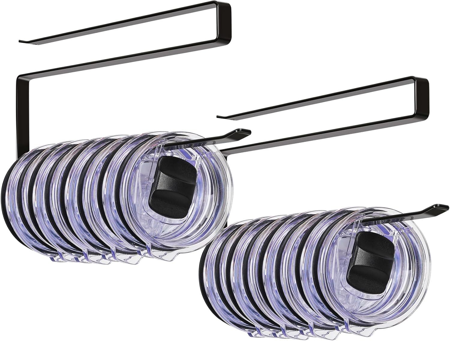 Tumbler Lid Organizer 2 Pack Storage Hook Up to 20 2 Pack, Black