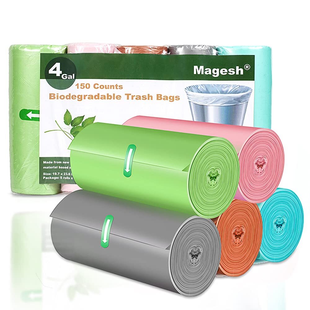 Small Trash Bags Biodegradable, 4 Gallon Trash Bag/Garbage Bags, Extra Strong...