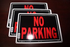 NO PARKING - NEW 3 set 10" x 14" Aluminum metal Sign Hillman Black Orange Red