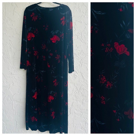 RONNI NICOLE Dress Women 16W Velvet Evening Floral Goth Witchy