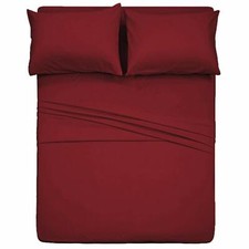 6 Piece Hotel Luxury Soft 100 Cotton bed sheets set 24deep 800TC King Burgundy