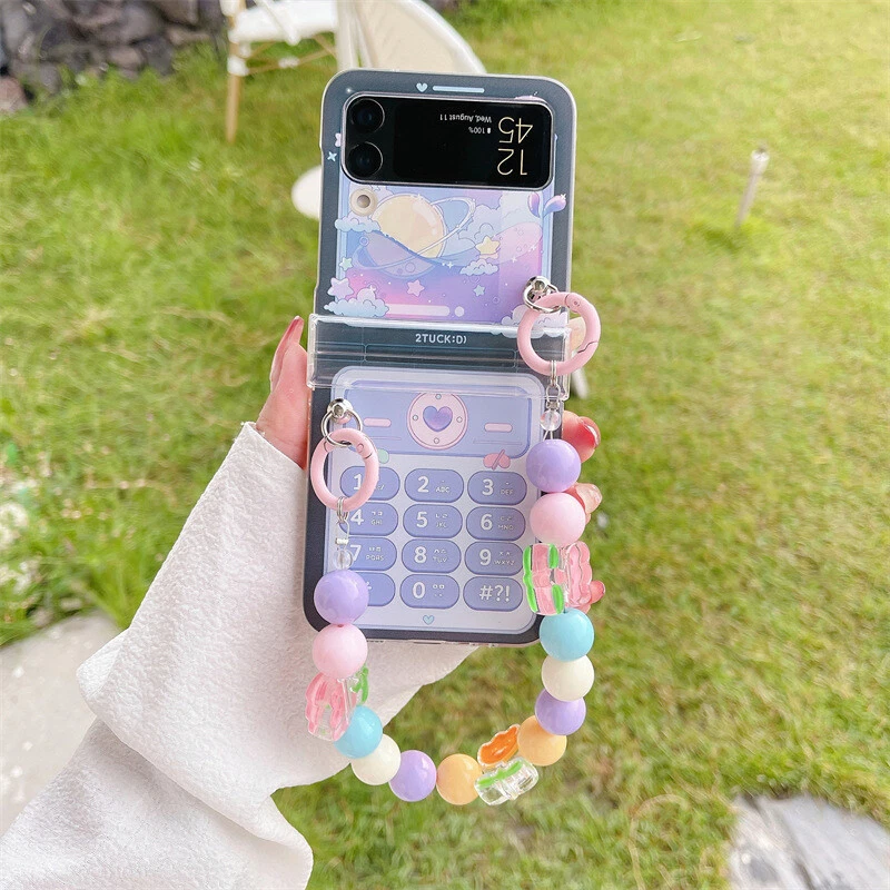 Samsung Z Flip 6 5 4 Foldable Cute Cartoon Chain Pattern Phone Case