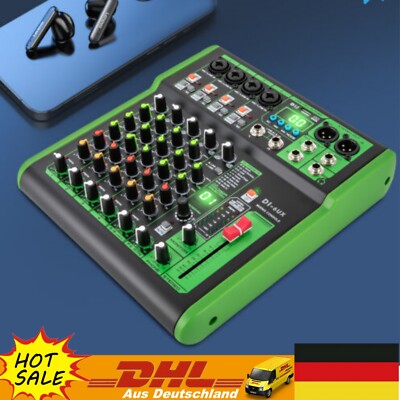 6 Kanal Audio Mischpult Konsole Verstärker USB DJ Live Mixer Studio Bluetooth
