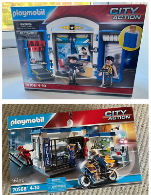 Neu Playmobil Gefängnis Flucht Polizei Verfolgungsjagd 70568 & Station Spielbox 70306 seltenes Set