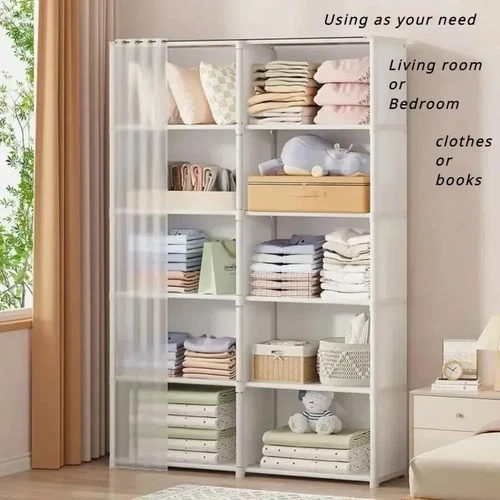 6 Tier Wardrobe Clothes Storage Rack Organizer Dustproof Bookshelf Cabinet Shelf - Picture 1 of 12