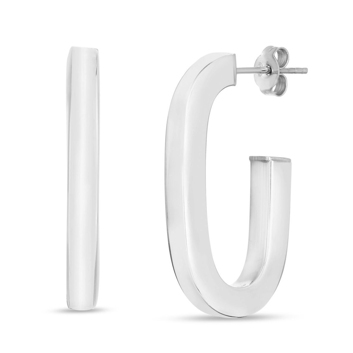 44mm Shiny Thick Oval Link C Hoop Earrings Real Sterling
