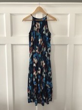 Simply Vera by Vera Wang Navy/Teal Floral Sleeveless Dress Hi-Lo Hem Size XS