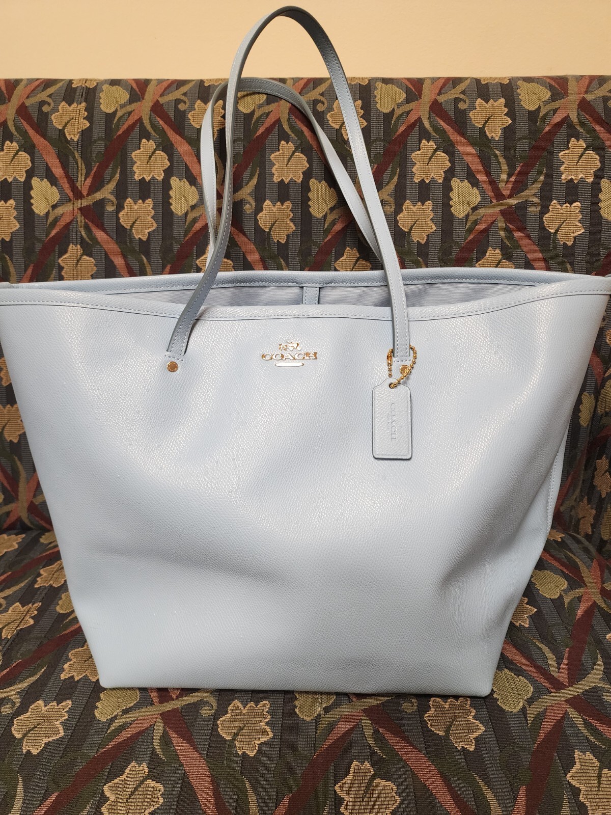 Coach Baby Blue bag pebbled genuine leather Gem
