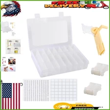 All-in-One Floss Organizer with 24 Compartments, Winder & 500 Custom Stickers