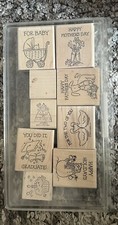 New 1999 Stampin'Up Wood Block Stamp Holiday Crafts Cards Scrapbooking Set