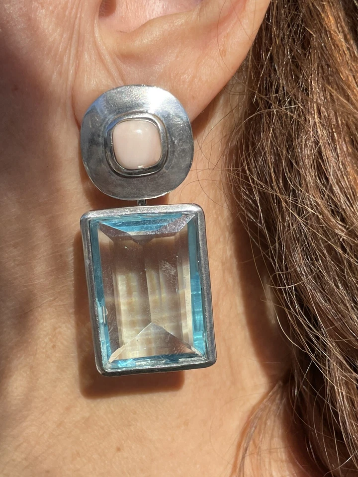 Orecchini topazio azzurro e Corallo - Immagine 4 di 4