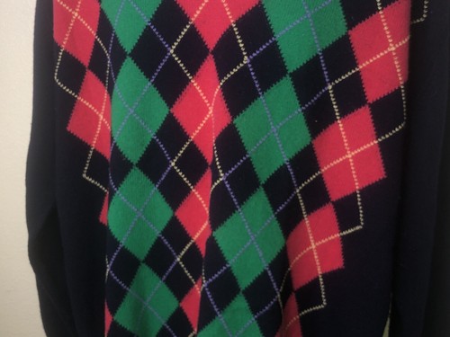Johnstons Of Elgin Lambswool Size 46 Scotland Navy Argyle Golf Sweater - Picture 2 of 9