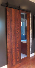 Rustic solid reclaimed wood plank square barn doors custom U choose size w/ rail