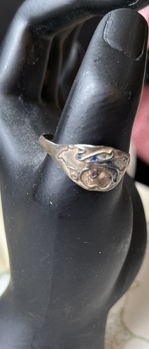 Ancienne bague chinoise en argent émaillé réglable - Photo 1/4