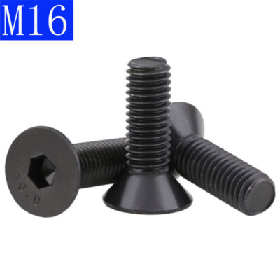 M16 - 2mm DIN7991 Black 10.9 Class Alloy Steel Hex Socket Countersunk Head Screw