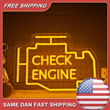 Check Engine Neon Sign Led Light Auto Room Garage Repair Shop Wall Decor USB