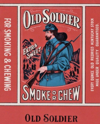 Vintage Unused A S Goodrich Co Old Soldier Chew or Smoke Tobacco label