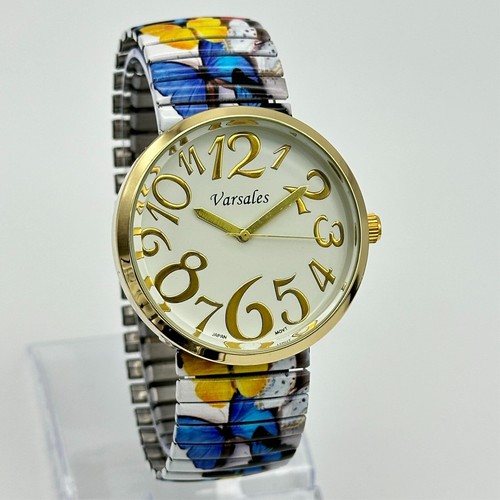 Women's VERSALES Gold Tone & Colorful Butterfly Flex Band Quartz Watch, 41mm