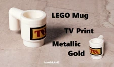 LEGO TV Mug Associate CEO Anchor New Desk Set Metallic Gold White Printed