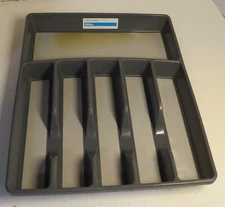 Room Essentials 6 Compartment Slot Flatware Organizer in Gray Large Drawer Tray