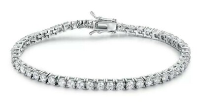 Tennisarmband Weißgold-Finish Rundschliff erstellt Diamant Valentinstag Angebot 
