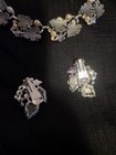 Silver Tone Floral Necklace & Clip-On Earrings Set with Faux Pearls — photo 5