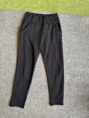 Women's Black High-waisted Trousers Thermal Leggings Fleece Lining M/L Pockets - Image 1 of 4