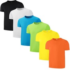 6 Pack Boys Youth Kids Mesh Athletic Quick Dry T Shirts Short Sleeve Moisture...