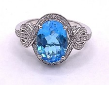 STATEMENT Blue Topaz White Zircon Ring (10) P...