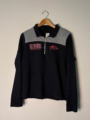 PINK Victoria's Secret Arkansas Razorbacks Hogs Sequin Bling 1/4 Zip Pullover