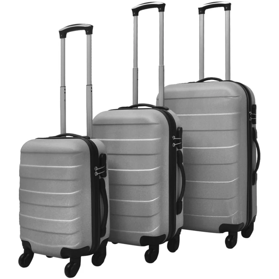 3x Trolley Rigidi in ABS Leggero Argento Borsa Bagaglio Valigia Viaggio vidaXL - Immagine 2 di 4