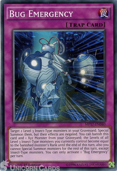 MP17-EN040 Bug Emergency Common 1st Edition Mint Yu-Gi-Oh! Card