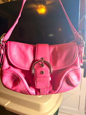 Coach Pink Signature Shoulder Bag Buckle Closure w/ Detachable Strap