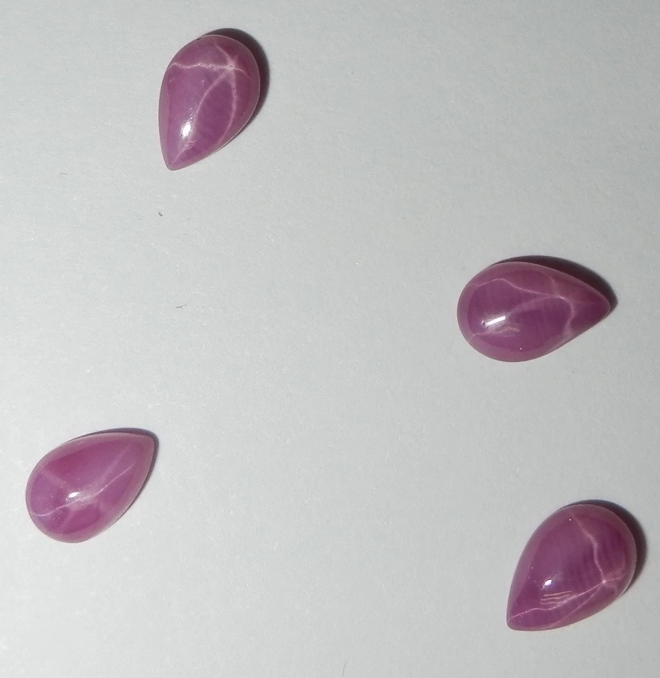 Opaque Star Ruby Pear 6x4 mm Cabochon 6 Rayed Lab-created Stone 3 pieces Lot - Image 4 of 4
