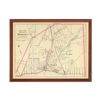 Old Map of Meriden, CT 1893 - Vintage Meriden Connecticut Ar
