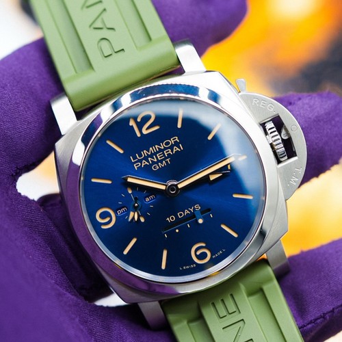 Panerai Luminor 1950 10 Days GMT Blue - PAM00986 Complete Set With Extra Straps
