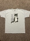Gray adult T-shirt XXL with black and white cat graphic, funny text, and “I’m Not Yours, You’re Mine!” inside.