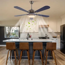 Acrylic Ceiling Fan Light Chandelier Lamp LED Dimmable 5-Blade With Remote Blue