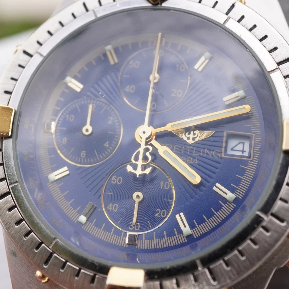 Breitling Chronomat B13048 Quartz Steel Gold Blue Dial 42mm Watch - Image 4 of 4