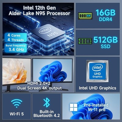 た*き様 Alder Lake CPU n95 RAM16GB SSD 512G Amazon.com: N95 Mini PC,Intel 12th Alder Lake N95 16GB DDR4