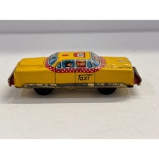 Vintage Nomura Tin Litho Toy Taxi Cab Yellow Made in Japan