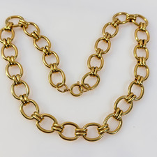 Vintage Gold Tone Necklace Chunky Oval Link Layering Chain Statement 18" 65g