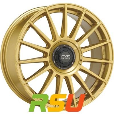 OZ Superturismo Evoluzione race gold + black lettering 8x18'' ET45 LK5 112 ML ...